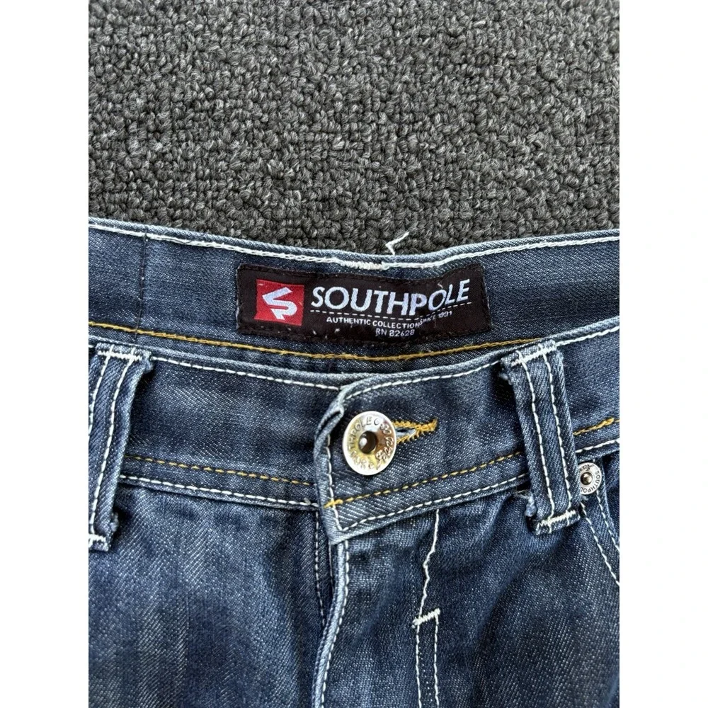 Southpole Mens Denim Shorts Size 34 Blue Y2K‎ Baggy Jean Short